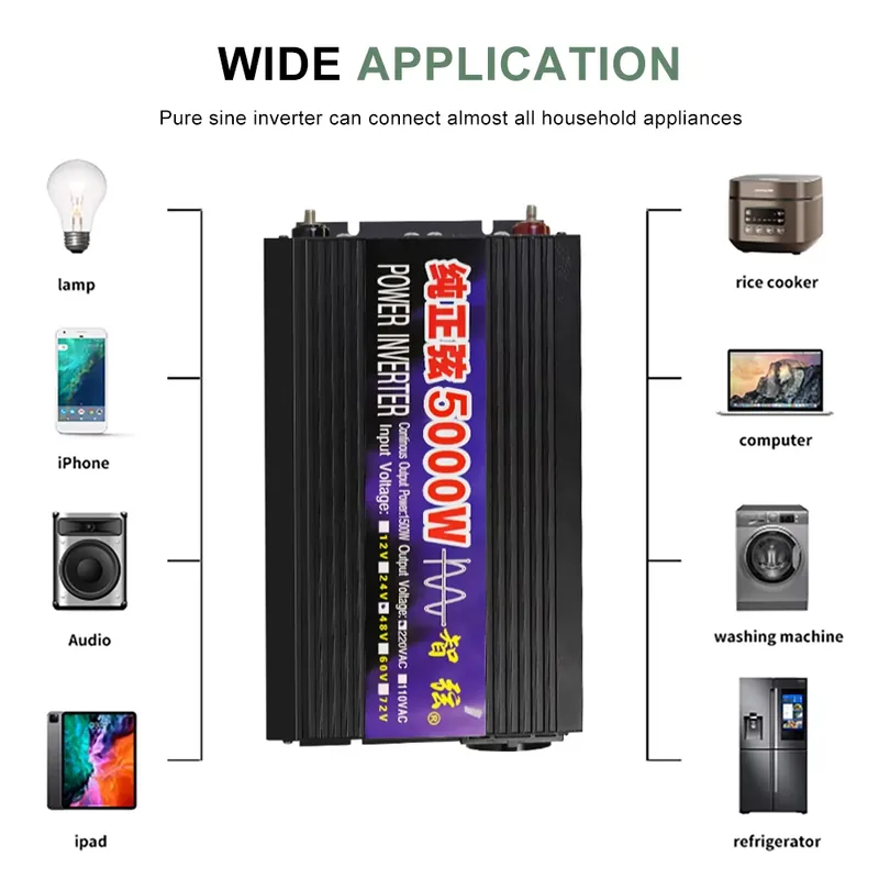 Инвертор SMARAAD 5000W 12V 24V – обзор и цена Pure Sine Wave Inverter 5000W 48V 220V